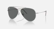 Ray-Ban aviator reverse sunglasses with silver frame and dark gray mirrored lenses