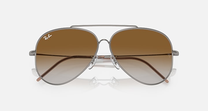 Ray-Ban aviator reverse sunglasses, gold frame, brown mirrored lenses