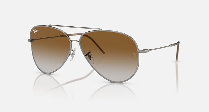 Ray-Ban aviator reverse sunglasses, gold frame, brown gradient lenses