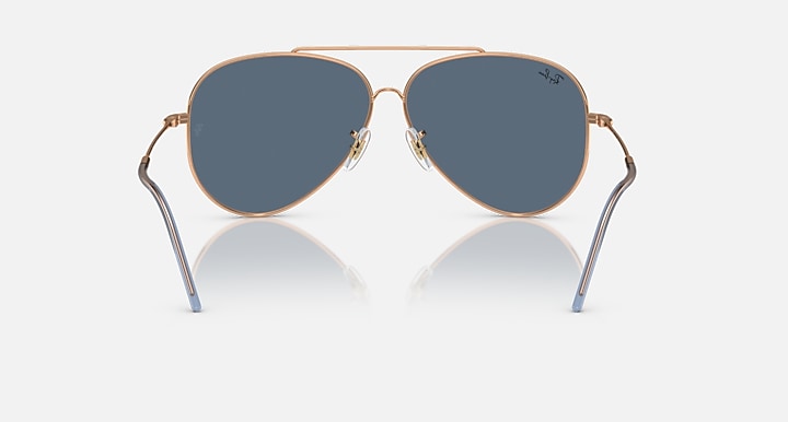 Ray-Ban aviator reverse sunglasses with rose-gold frame and gray-blue lenses