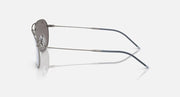 Ray-Ban Caravan Reverse sunglasses side view with silver metal frame and blue lens