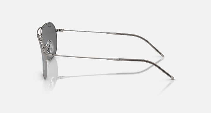 Ray-Ban Caravan Reverse sunglasses side view with gunmetal metal frame and dark lenses.
