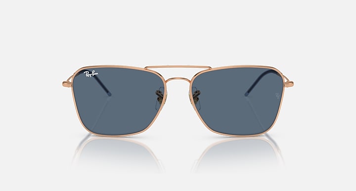 Caravan Reverse sunglasses, rose gold with dark blue lenses and metal bridge