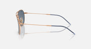 Caravan Reverse sunglasses side view with rose gold frame and dark blue lens