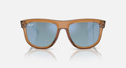 Ray-Ban brown square sunglasses with blue tinted lenses and front logo detail