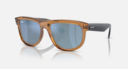 Ray-Ban brown sunglasses with blue mirrored lenses and square acetate frames