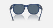 Ray-Ban Wayfarer sunglasses, front view with navy translucent frame and blue lenses