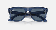 Ray-Ban Wayfarer sunglasses, wide front with navy translucent frame and dark blue lenses