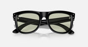 Ray-Ban Wayfarer Reverse sunglasses, green lenses, black frame, slightly raised angle