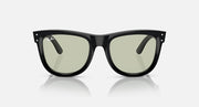 Ray-Ban Wayfarer Reverse sunglasses, light green lenses, black frame, straight front view