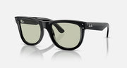 Ray-Ban Wayfarer Reverse sunglasses, green-tinted lenses, black frame, front view