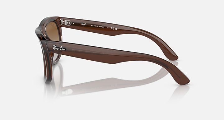 Ray-Ban Wayfarer Reverse sunglasses, side profile of dark brown frame with brown lenses