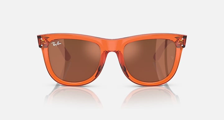 Ray-Ban Wayfarer Reverse sunglasses, orange frame with dark brown lenses, front view