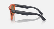 Ray-Ban Wayfarer Reverse sunglasses, orange-and-black frame with brown lenses, side view