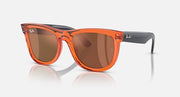 Ray-Ban Wayfarer Reverse sunglasses, transparent orange frame with dark brown lenses