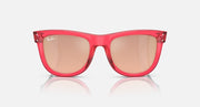 Ray-Ban Wayfarer Reverse sunglasses, red frame, dark lenses, straight-on view