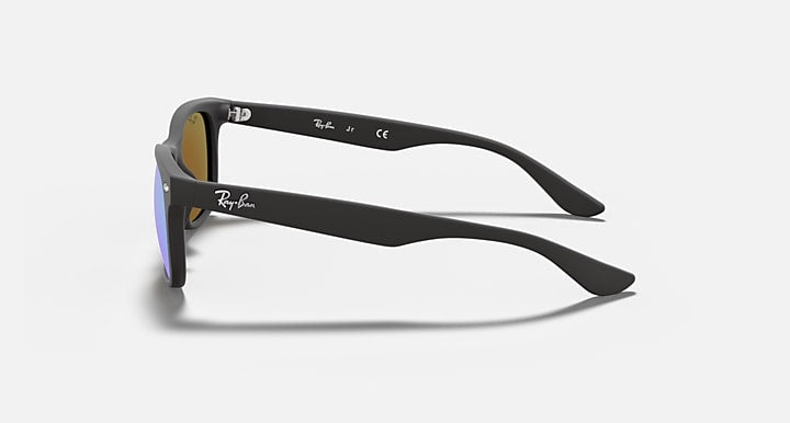 Ray-Ban Jr MOD. 9052S sunglasses side view, dark frame with blue temple tips