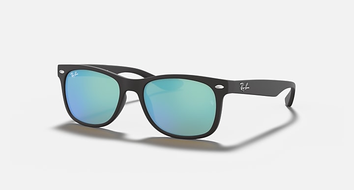 Ray-Ban Jr MOD. 9052S sunglasses with dark frame and teal mirrored lenses