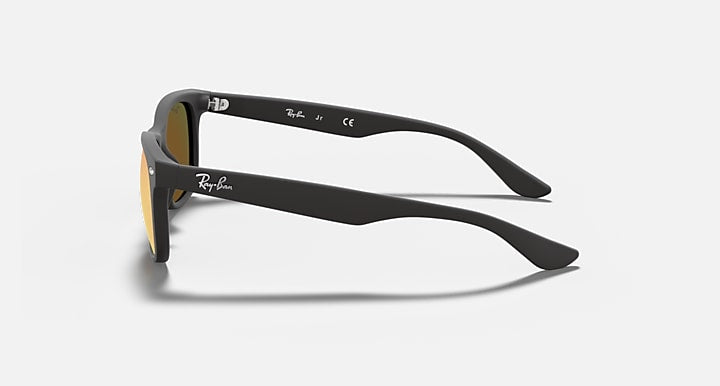 Ray-Ban Junior wayfarer sunglasses, dark frame with gray temples, side view