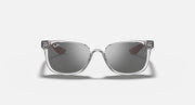 Ray-Ban Junior New Wayfarer RJ9052S sunglasses with clear silver frame and dark lenses