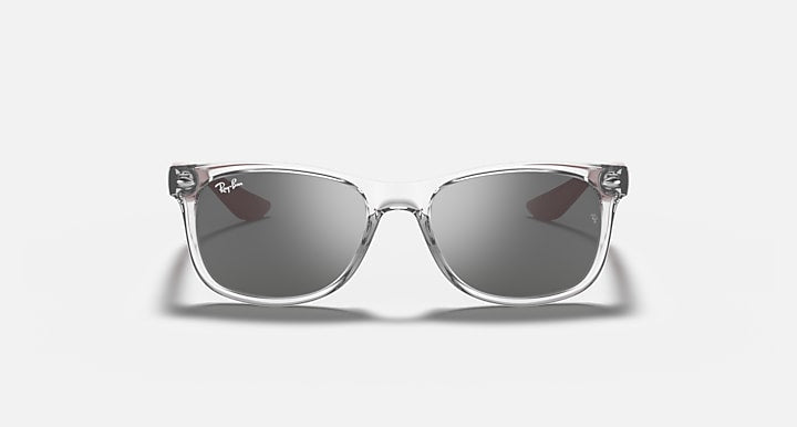 Ray-Ban Junior New Wayfarer RJ9052S sunglasses with clear silver frame and dark lenses
