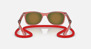 Ray-Ban Junior New Wayfarer RJ9052S sunglasses with pink frame and green-tinted lenses