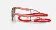 Ray-Ban Junior New Wayfarer RJ9052S sunglasses with pink frame and red strap