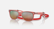 Ray-Ban Junior New Wayfarer RJ9052S sunglasses with translucent red frame and orange lenses