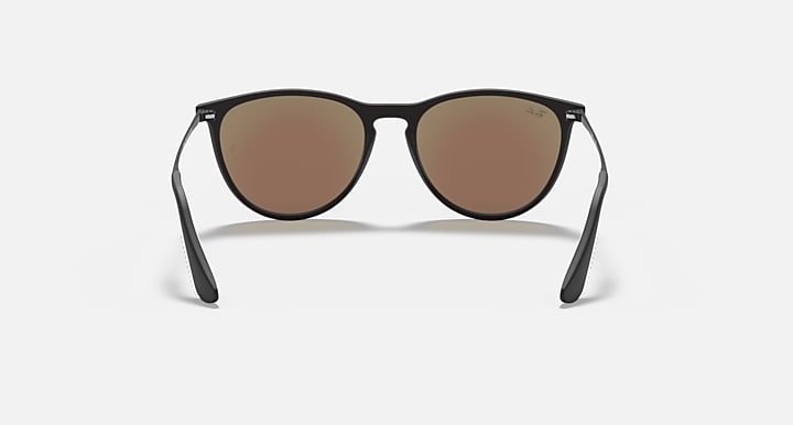 Black cat-eye sunglasses with brown tinted lenses and metal temples