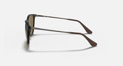 Junior sunglasses side profile with dark frame and brown-tinted lenses