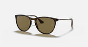 Junior sunglasses with dark brown acetate frame and olive-tinted lenses