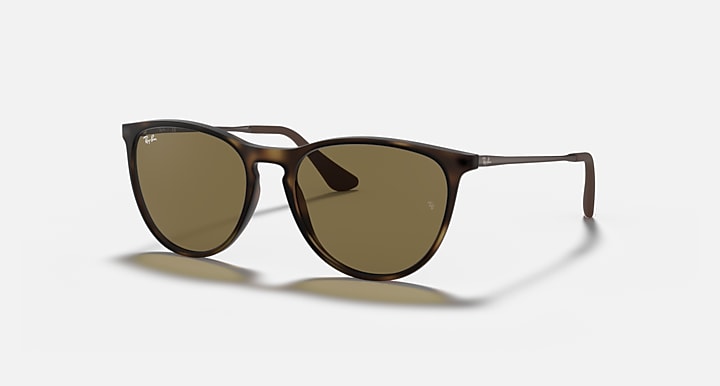 Junior sunglasses with dark brown acetate frame and olive-tinted lenses
