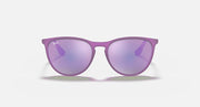 Junior sunglasses front view with purple frame and light purple tinted lenses