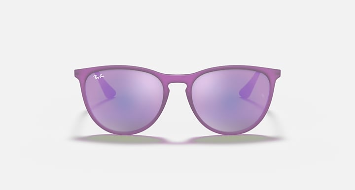 Junior sunglasses front view with purple frame and light purple tinted lenses
