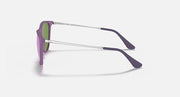 Junior sunglasses side profile with violet frame and purple-tinted lenses