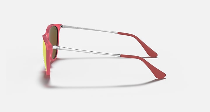 Ray-Ban Junior Erika sunglasses, pink frame with clear arms and side profile