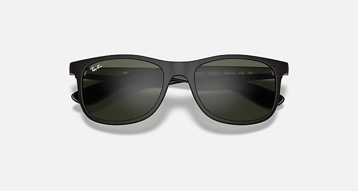 Ray-Ban sunglasses front view, dark lenses with black frames