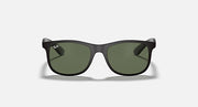 Ray-Ban sunglasses with black square frames and green tinted lenses