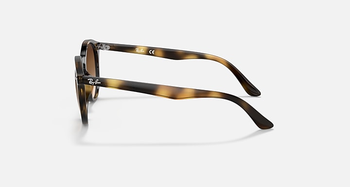 Ray-Ban RJ9064S sunglasses, tortoise brown frame with dark lenses, side profile