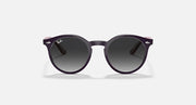 Dark round sunglasses with dark lenses and minimalist frame detailing.