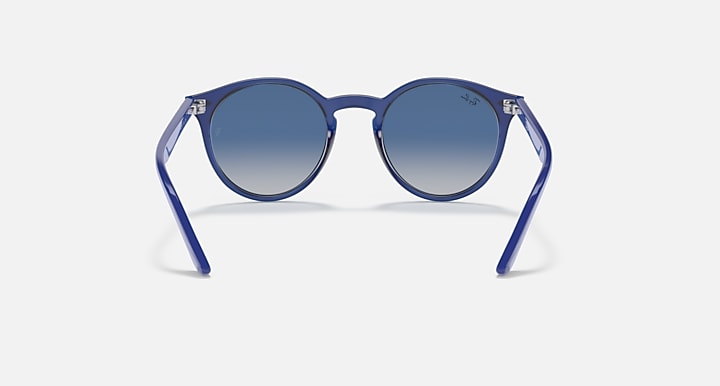 Ray-Ban sunglasses, straight-on view: blue frame with blue gradient lenses