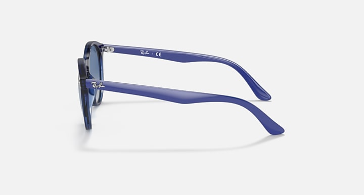 Ray-Ban sunglasses, side profile: blue frame with blue gradient lens