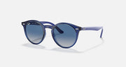 Ray-Ban sunglasses with blue frame and blue gradient lenses, round full-rim design