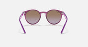 Ray-Ban round sunglasses with purple frame and gradient brown lenses, front
