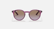 Ray-Ban round sunglasses, front view, purple frame with gradient brown lenses