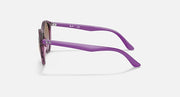 Ray-Ban round sunglasses side view with purple frame and gradient brown lens