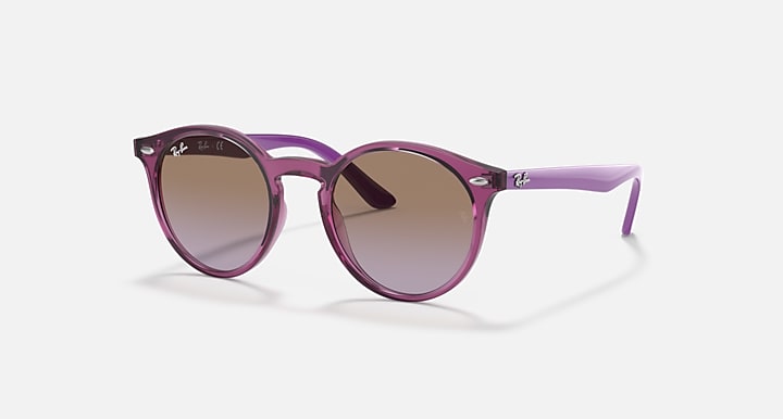 Ray-Ban round sunglasses with purple frame and gradient brown lenses