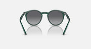Ray-Ban RJ9064S round sunglasses front view with dark lenses and green frames