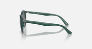 Ray-Ban RJ9064S sunglasses, side profile, green frames with dark grey lenses
