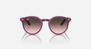 Ray-Ban sunglasses, front view: fuchsia frame with rose gradient lenses and round shape